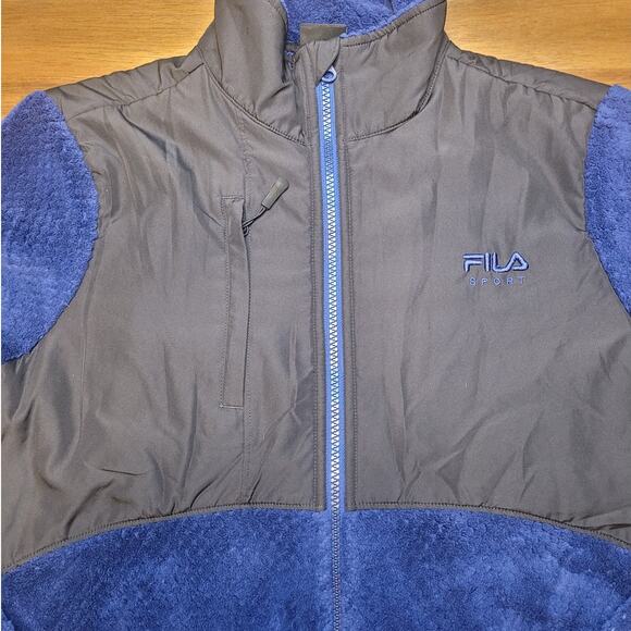 Fila Sport Women’s Sherpa Fleece Jacket Blue Black M Full Zip – Lightweight - Picture 4 of 10